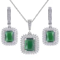 نیم ست نقره زنانه مدل زمرد AMT-M206 با قیمت مناسب