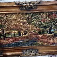 تابلو فرش با قاب چوب طرح منظره پاییزی