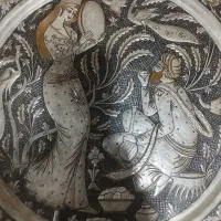 دیوارکوب مسی قدیمی و سینی برنجی سنگین|کلکسیون اشیاء عتیقه|خرمدره, |دیوار