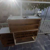 کابینت فلزی درب شیشه ای با هود|آب‌چکان و نظم‌دهنده ظروف|الیگودرز, |دیوار