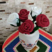 گل رز قلاب بافی