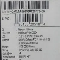 لبتاپ حرفه ای  core i 9  acer نو وآکبند