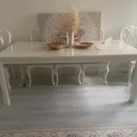 میز ناهارخوری ۸ نفره سفید بدون صندلی