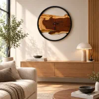 ساعت دیواری چوبی روستیک قطر ۵۰|ساعت دیواری و تزئینی|تهران, حکیمیه|دیوار