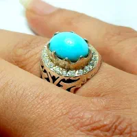 انگشتر فیروزه نیشابوری عقیق یمنی عقیق سبز