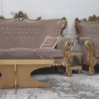 مبل ۷ نفره با میز و گل میز دست دوم در حد نو