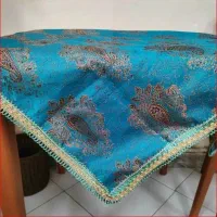 رومیزی ترمه فیروزه ای  زرکوب