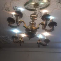 ۴ تا لوستر برنزی چشمه نور آنتیک+هدیه|لوستر و چراغ آویز|ابهر, |دیوار