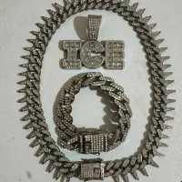 گردنبند دستبند پلاک نگین دار