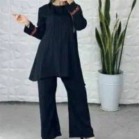 ست تونیک شلوار کراش زنانه مشکی مانتوشلوار محرم