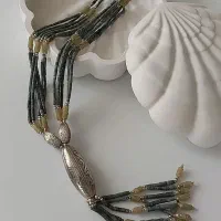 گردنبند دست‌ساز هندی رنگ  ترکیب سنگ وروکش نقره