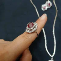 نیم ست نقره با یاقوت اصل|کلکسیون اشیاء عتیقه|تهران, سید خندان (جلفا)|دیوار