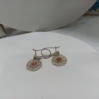 گوشواره ملیله نقره نگین گُلبهی سنتتیک کد ۶۱۳|جواهرات|اصفهان, مولوی|دیوار