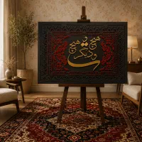 تابلو پتینه طرح فرش با حروف کالیگرافی