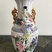 گلدون گل برجسته ژاپنی طلاکوب