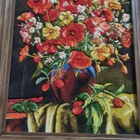 تابلو فرش دست بافت تلفیق ابریشم