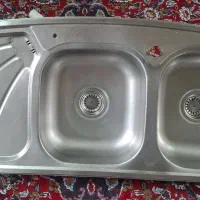 سینک دو لگن استیل همراه با اتصالات کامل