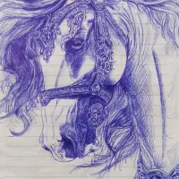 نقش ماندگار ، نقاشی با خودکار