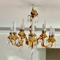 لوستر آبکاری طلا رنگ ثابت۱۲شاخه و لوسترجفت قرمز