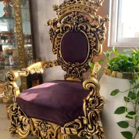 مبل کاملا استیل پرکارورق طلاهمراه پرده