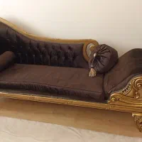 مبل شزلون اسکلت چوبی ورق طلایی پارچه ترک درحدنو