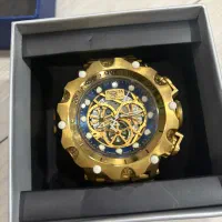 ساعت طلایی سه موتوره invicta کاملا نو