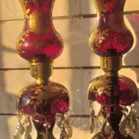 ست شمعدان چراغ‌دار قرمز طلایی، نو، لوکس و خاص|صنایع دستی و سایر لوازم تزئینی|تبریز, |دیوار