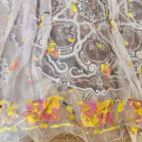 پرده حریر طرح دار