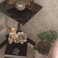 میز شیشه ای تلفن مشکی دوطبقه ویک کشو چوبی|میز تلفن|تهران, کن|دیوار