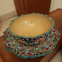 گلدان سفالی میناکاری شده