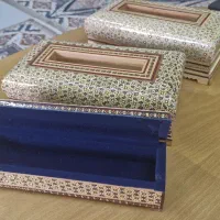 جعبه دستمال خاتم کاری|صنایع دستی و سایر لوازم تزئینی|اصفهان, تخت فولاد|دیوار