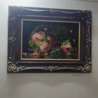 تابلو فرش دستبافت گل ابریشم امضا نشان اصلی