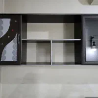 میز تحریر و میزتلویزیون و کتابخونه و قفسه ست|کتابخانه، شلف، قفسه‌های دیواری|اندیشه, اندیشه فاز ۱|دیوار