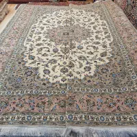 جفت قالی ۹متری کرم گلبهی کاشان دستباف