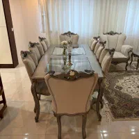 مبل استیل ۷نفره به علاوه میز ناهارخوری ۸نفره