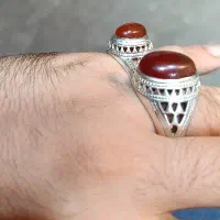 انگشتر نقره جفت کار رسول ۹۲۵ عقیق یمنی ۴۲ گرم|جواهرات|تهران, شهرک ولیعصر شمالی|دیوار
