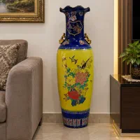 گلدان چینی سورمه ای کنارسالنی آنتیک