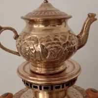 سماور گازی برنج با قوری .پارچ.سینی وکاسه|سماور، چای‌ساز، قهوه‌ساز|کرمانشاه, |دیوار