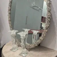 آینه، شمعدان و پایه، جنس برنجی روکش نقره