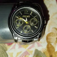 ساعت مچی عقربه دار سه موتوره بند فلزی سرامیکی