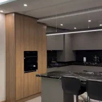 کابینت هایگلاس سوپر مات آنتی فینگر خاکستری چوب