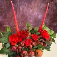 شمع و گل یلدایی|گل مصنوعی|مشهد, گلبرگ|دیوار