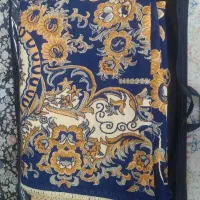 روفرشی زرباف دو رویه با رنگ سرمه ای و کرم ۹ متری