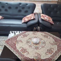 مبل راحتی چرمی ۷نفره با چستر وجلومبلی