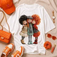 تیشرت باکسی طرح عروسکی