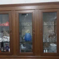 بوفه و ویترین چوبی دو تیکه جادار