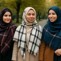 شال موهر بافت چهارخونه