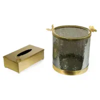 ست سطل وجادستمالی برنج وست بانکه به همراه استند