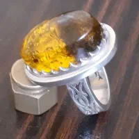 انگشتر نقره دست‌ساز کهربا|جواهرات|اراک, |دیوار