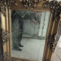 آینه قدی با قاب دست ساز چوبی گل برجسته ورق طلا|آینه|بروجرد, |دیوار